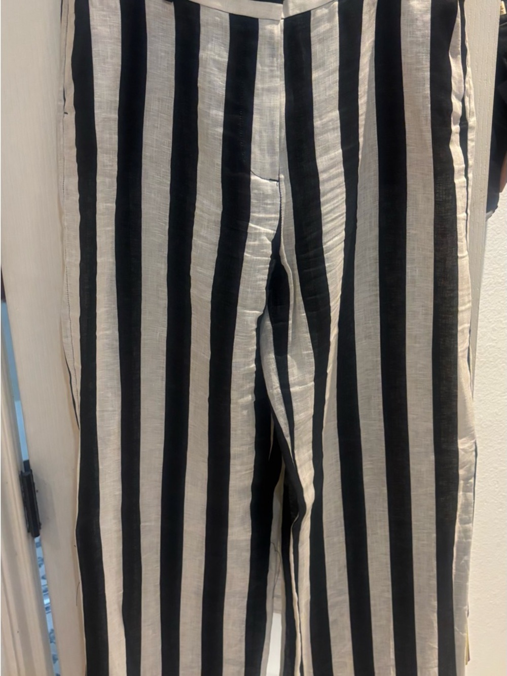 Zara Black and White Vertical Stripe Chinos